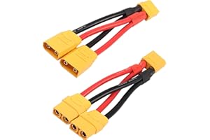 XT90 Parallel Y Splitter Akkuverbinder YACSEJAO 10AWG XT90 1 zu Dual Verlängerungskabel für Quadcopter Multirotoren RC LiPo Akku, 1 Paar