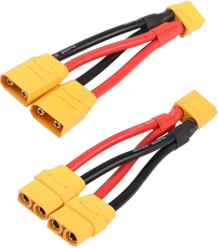 XT90 Serien-Adapterkabel, 1-Buchse Auf 2-Männlich, 10 Cm 10AWG Silikondraht, 2 Stück – Für RC-Batterien, Quadcopter, Hubschrauber