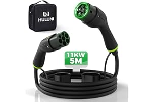 HULUNI Typ 2 Ladekabel für EV,11kW 16A 5M 3-Phasen Elektroautos PHEV Ladekabel,Typ 2 zu Typ 2 Kompatibel mit Model 3/S/X/Y, i3, ID.3, ID.4, E-Tron, IONIQ 5, ZOE, Kona EV