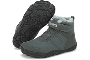 Mishansha Kinder Winter Barfußschuhe Warm Gefüttert Winterschuhe Leicht Rutschfest Winterstiefel mit Breite Zehenbox-Chill II, Gr.25-36