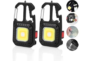 URAQT Mini Latarka LED, 7 trybów Mini latarka do kluczy, 2 szt. Wielofunkcyjne światło magnetyczne, wodoodporne, z otwieraczem do butelek, młotkiem do tłuczenia szkła, śrubokrętem