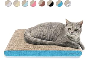 AMZNOVA Cat Scratching Pad, Cat Scratcher Cardboard, Scratch Lounge with Catnip, Wide, Glitter Blue