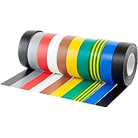 Gocableties 10 Rolls Multi Pack of PVC Electrical Insulation Tape, 20m x 19mm, Premium Multi-colour Mixed 10 Rolls