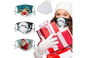 Primicity Christmas Face Masks for Adults 3PCS +Filters - Christmas Masks Reusable/Adjustable/Washable Christmas Face Mask - Comfortable Festive Face Masks- UK Seller