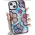 mobistyle Designed for iPhone 15 Plus Cover| Electroplating Bling Colourful Floral 3D TPU Camera Protection Back Cover Case for Women Girls (Black)