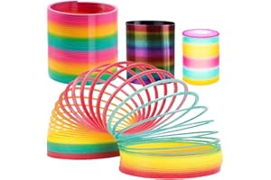 DSL DAILY SUPPLY LTD. DSL Giant Slinky Toy Set of 3, Jumbo Rainbow Slinky, Medium Metallic Slinky, Small Light-Up Slinky, Fidget Toy, Birthday Gift, Stocking Filler, Party Favour for Kids