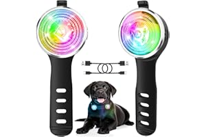 Tubasion Paquete de 2 luces para perro para caminar por la noche, 8 modos de luces recargables mejoradas para collar de perro para clip nocturno, IPX6 impermeable y luces de seguridad de banda de