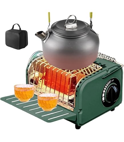 Chauffage à Gaz Portable Pour Camping – Avec Poignée, Acier Inoxydable, Chauffe Rapide, Pour Tentes Et Extérieur
