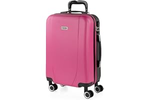 ITACA - Maletas De Viaje Cabina 55X40X20 Rígidas Trolley con Ruedas Maleta De Mano para Avion Maleta Cabina Ligera Equipaje De Mano para Viajes Cortos Compatible Ryanair, Fucsia-Antracita