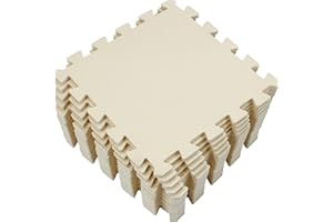 Yostrong® 18 Dalles Tapis Puzzle Mousse de Sol pour Enfant - Tapis d Eveille Bebe | Tapis de Sport Fitness Antidérapant. Beige. YOC-Jb18N