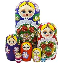 7 Poupées russes H21 peint main signé Matriochka Russian Doll