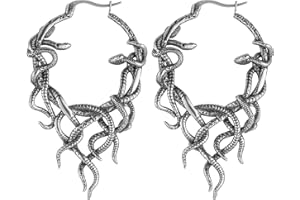 HZMAN Tiny Snakes Earrings for Women Stainless Steel Retro Gothic Punk Piercing Intricate Snakes Hoop Earring Jewelry Gift