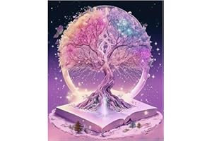 LAKSOL Pittura Diamante Adulti Pittura Diamante 5D Albero Della Vita Pittura Diamante Immagini Strass Ricamo Pittura Rosa per Decorazione di Arte Della Parete 30 x 40 cm