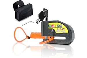 CIBITA Bloccadisco Moto Lucchetto Moto Antifurto Blocca Disco per Moto 110DB Allarme Sonoro Protezione Accessori per Moto Bici Scooter Monopattino Elettrico con 2 Chiavi 1,2m Reminder Cavetto Borsa Trasporto