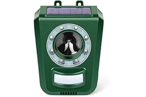 Cowiewie Répulsif pour chat étanche à ultrasons avec alimentation solaire 5 modes Répulsif contre les martres et les chats pour jardin, contre les chats, les chiens, les martres, les hérons, les