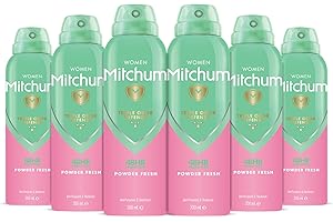 Mitchum Women Triple Odor Defense 48HR Protection Deodorant Spray & Antitranspirant (200ml), Powder Fresh, 6er Pack