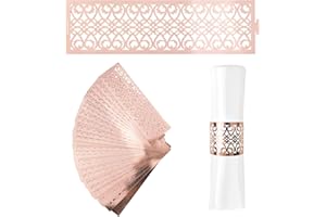 URROMA Napkin Rings, 50 Pcs Reflective Rose Gold Napkin Ring Holder Household Napkin Buckle for Table Decor