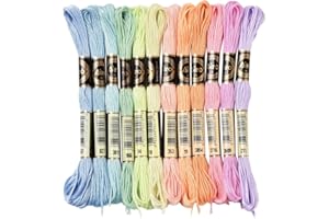 CABODYALS 12 Strang 96 m Anchor Stickgarn Blau Gelb Rosa Stopfgarn Kreuzstichgarn Buntes Embroidery Bunter Freundschaftsarmband Schnurgarn Farben zum Herstellen von Armbändern Armbandstricken Nähen