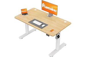 Flamaker Electric Standing Desk 100x60cm,Height Adjustable Desk With 2 Memory Presets,Anti-Collision Sit Stand Desk,Silent Adjustable Desk,Stand Up Desk for Home Office,Beige
