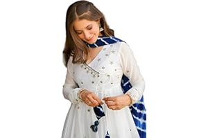 MAHEK Damen Georgette Indian Pakistani Ethno Wear für Frauen Perfekt für Festlich und Casual Kurti Pyzama und Dupatta Set