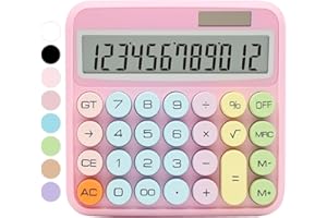 QpenguinBabies Standard Pink Calculator, 12 Digit with Large LCD Display and Big Buttons - Cute Office Accessory for Women, School, Home, Business
