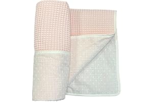 Danielstore | Manta Bebé Viena | 70x100 cm, Rosa, 100% Algodón, Plumeti | Reversible, Transpirable, Suave | para Cuna, minicuna y Carrito, Adecuada para Todas Las Estaciones