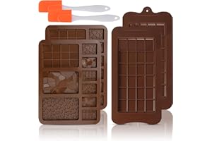 KAHOUI 4 Pièces Moule Silicone Tablette de Chocolat, Antiadhésifs Moule Tablette Chocolat Profond, Moule Chocolat Tablette Résistant à la Chaleur, Moule Pepites de Chocolat avec 2 Spatule