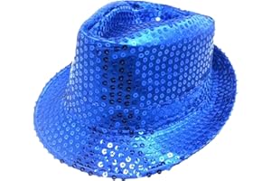 TrendandStylez Pailleten Hut Glitzer Kappe Sylvester Karneval Party 11 Farben (Blau)