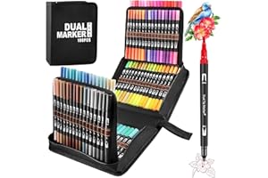 FUNNASTING Dual Brush Pen Set, 100 Farben Pinselstifte Set Dicke und Dünne für Kinder und Erwachsene, Aquarell Marker für Bullet Journal Malbücher, Handlettering, Skizzieren, Manga