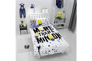 Minions 2 Oficjalna poszewka na kołdrę Despicable Me | Żółty Minion Design | Zestaw pościeli dwustronnej dla dzieci i nastolatków i poszewka na poduszkę z polibawełny, wielokolorowa