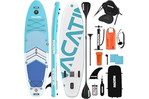 NACATIN Tavole di Stand up 10'6" Paddle Gonfiabili con Pagaia Regolabile Zaino da Viaggio, Pompa, Borsa impermeabile 10L, Guinzaglio, Accessori Inclusi