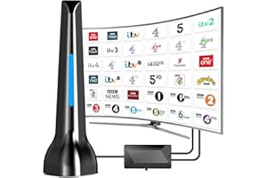 DGUPSP TV Aerial Indoor, Freeview Indoor TV Aerial with 560+ Miles Range, 360° Reception Magnetic Base, Support VHF/UHF/DAB Radio -All TVs