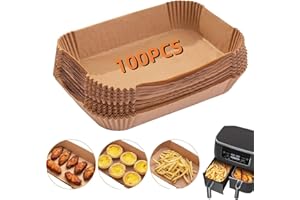 ZHIHONGFENG 100pcs Air Fryer Liners Disposable for Ninja Dual, Air Fryer Accessories, Air Fryer Liners Disposable, Compatible with Ninja, Salter, Tower and Other Dual Zone Air Fryer
