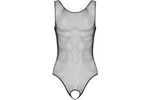 dPois Body da Uomo Sexy Hot Cavallo Aperto Intimo da Uomo Sexy Fishnet Aderente Senza Maniche Bodysuit Leotard Jumpsuit Canotta Sportiva Body Shaper Nightwear Clubwear