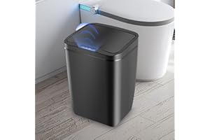 HAMON Automatyczny kosz na śmieci z czujnikiem, 12 l, z inteligentnym czujnikiem, z pokrywką, automatyczny kosz na śmieci do kuchni, łazienki, toalet i biur (baterie nie wchodzą w zakres dostawy)