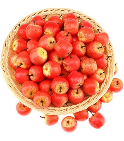 50 Pièces Mini Fruits Artificiels - Pomme, Poire, Tomate, Fraise... - Décoration Cuisine, Jouet, Photo