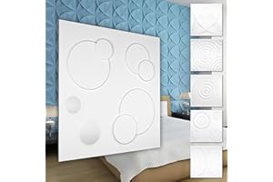 HEXIM Pannelli murali in PVC 3D - rivestimento murale bianco con effetto 3D - motivi a ghirigori (5QM confezione economica HD108 50x50cm) Pannelli moderni di pittura