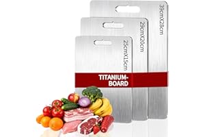 QINGSHUI 3 Stücke Titan Schneidebrett, Schneidebrett Edelstahl, BPA-freies Doppelseitiges Lebensmittel Titanium Cutting Board, Gewährleisten Ursprünglichen Geschmack der Zutaten