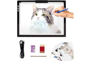 IVAOOZE Table lumineuse sans fil A4 avec support innovant et clip, plaque lumineuse rechargeable alimentée par batterie, intensité variable en continu, 6 niveaux de luminosité, tampon lumineux sans fil pour