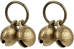 LIQWEI 2Set Copper Bell for Dog Collar, Brass Dog Bells, Extra Loud Collar Bell for Pet Tracking Anti Lost Training Pets Pendant Accessories Anti Theft Bells for Little Dogs & Cats