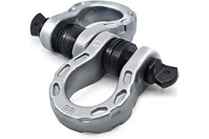 GA GEARAMERICA GearAmerica Mega Shackles Silver (2PK) | 68,000 lbs Capacity - Stronger than 3/4" D Rings | Tow Shackle + 7/8" Pin + Washers | Securely Connect Tow Strap or Winch Rope to 4x4 for Off-Road 4x4 Recovery