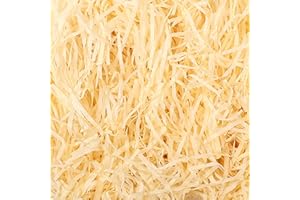 KYEDGC 200g Hamper Stuffing Filler, Red Shredded Tissue Paper, Raffia DIY Hamper Filling Filler Glitter Paper Shreds Box Basket Filling Grass Craft Ribbon for Birthday Party Supplies (Wood Color)