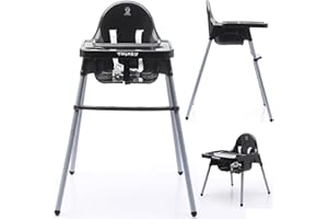 Twinky Baby ECO Chaise haute pliable pour enfant avec fonction allongée, chaise haute pliable avec table dès la naissance pour bébé et enfant Noir