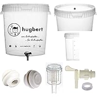 HUGBERT Set 4, 15/17L, Gärbehälter mit Skala Ablaufhahn Gärungsrohr Dichtgummi