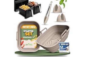 ‎KNUSPERLIEBE KNUSPERLIEBE® Silikonform Faltbar 2x Set Zubehör für Ninja AF400 AF451 Foodi Max, Dual Zone Airfryer, Heißluftfritteuse, Silikoneinsatz Air Fryer Accessories, BPA-FREI spülmaschinengeeignet