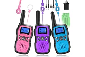 Wishouse Walkie Talkies for Kids Adults Rechargeable, Toys for 3 4 5 6 7 8 Year Old Boys Girls, PMR446 Kids Radios Long Range with Flashlight Lanyards, Camping Birthday Xmas Gifts Presents 3 Pack