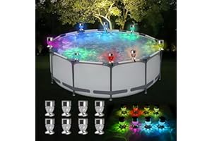 Longzhuo Solar Frame Pool Light, 8pcs Framed Pool Light, RGB Colorful Solar Pool Lights for Above Ground Pools, Waterproof Swimming Pool Accessories Night Lights, Garden Fence Outdoor Lighting Decor