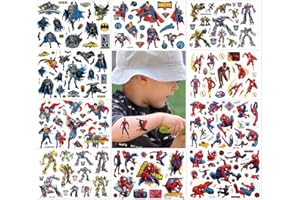 FEIFEI'S BOW 10 fogli di tatuaggi temporanei per bambini Marvel Princess adesivi impermeabili adesivi supereroi finti tatuaggi per feste (Sp)