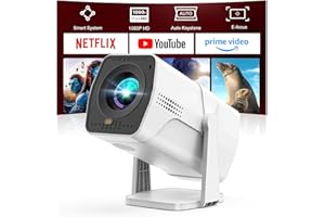 PYIER Videoprojecteur Compatible avec Netflix, Projecteur Video avec WiFi6 Bluetooth 1080P Full HD, Focus Électrique & Auto Keystone, 270° Rotation, Mini Retroprojecteur Portable pour iOS/Android/HDMI/USB