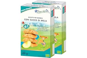 FLEUR ALPINE Biscotti per neonati con succo di mela – 12x2 deliziosi snack per neonati per una deliziosa colazione a base di porridge|Biscotti semplici snack integrali senza zuccheri aggiunti | 6 mesi
